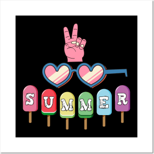 Hello Summer Vacation Ice Cream Popsicle Ice Lolly Posters and Art